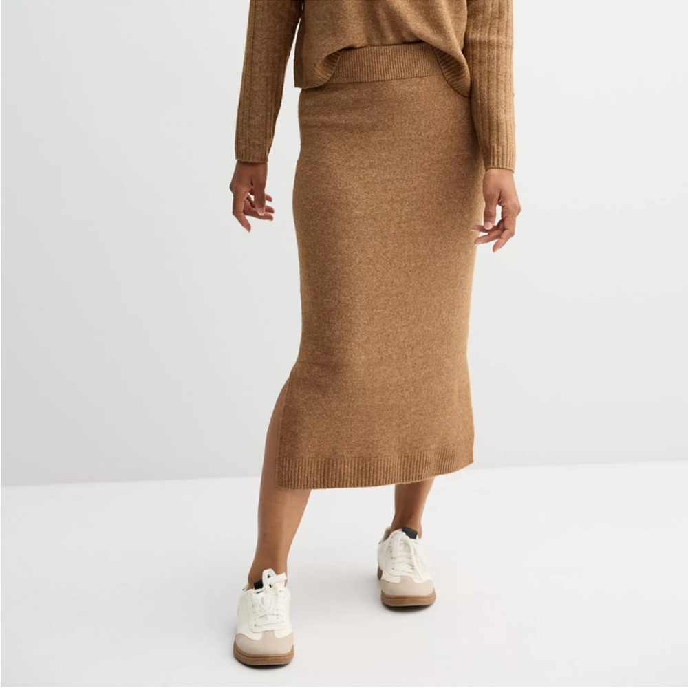 Sonoma Goods for Life Caramel Brown Midi Sweater Skirt